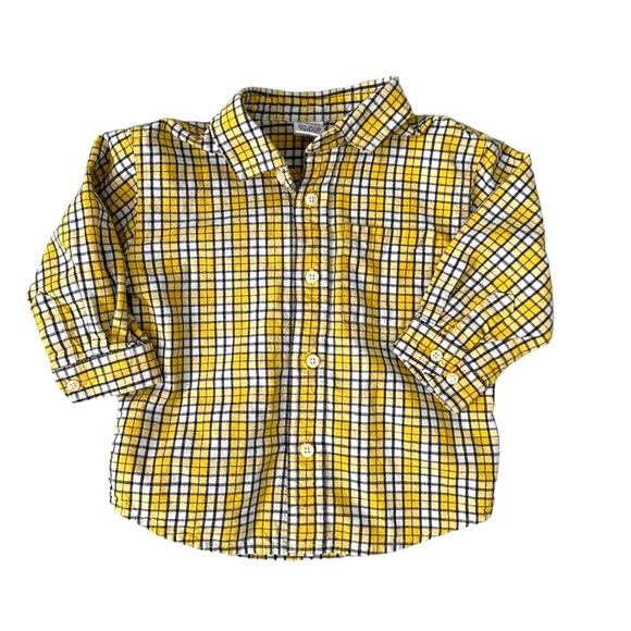 Gymboree yellow plaid button down shirt 12-18 mos. - Picture 1 of 3